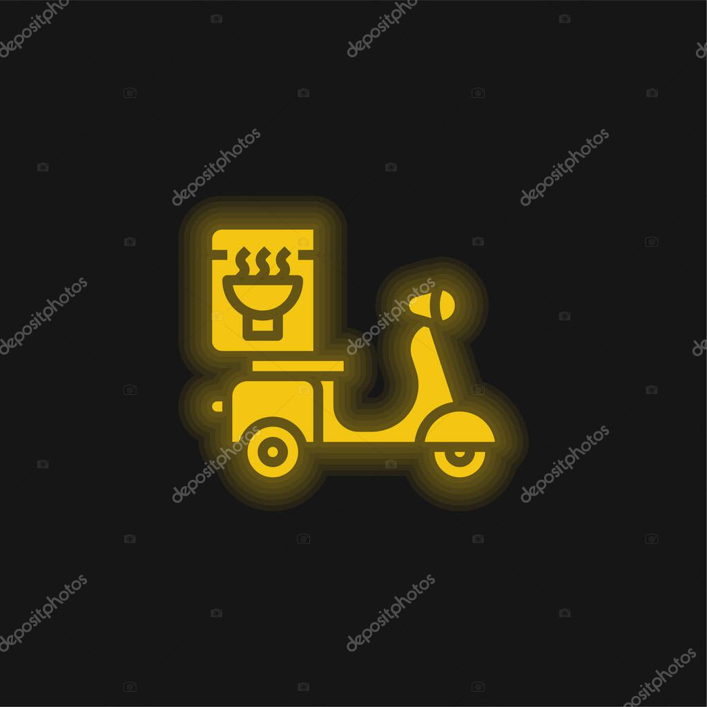 Bike yellow glowing neon icon