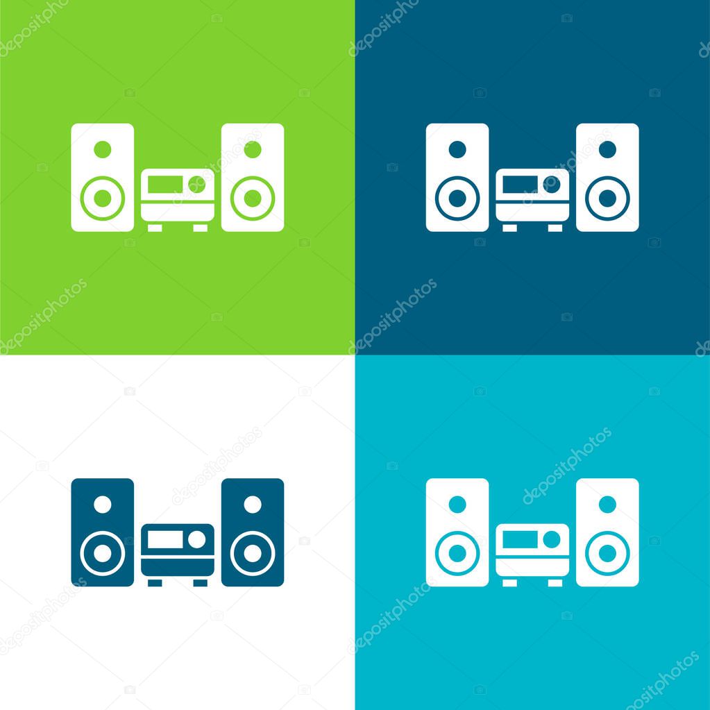 Audio Equipment Flat four color minimal icon set