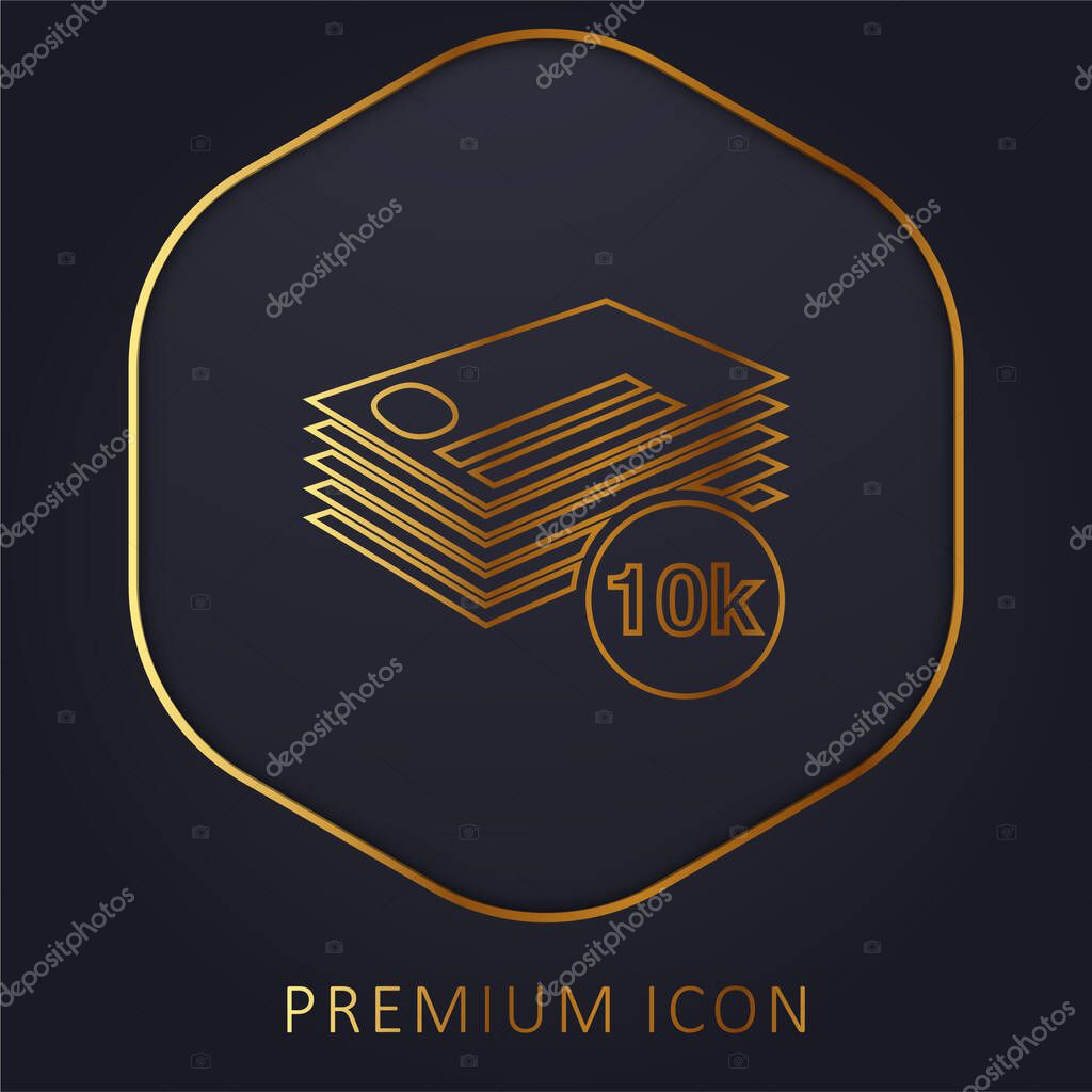 10k Of Business Cards Stack golden line premium logo or icon