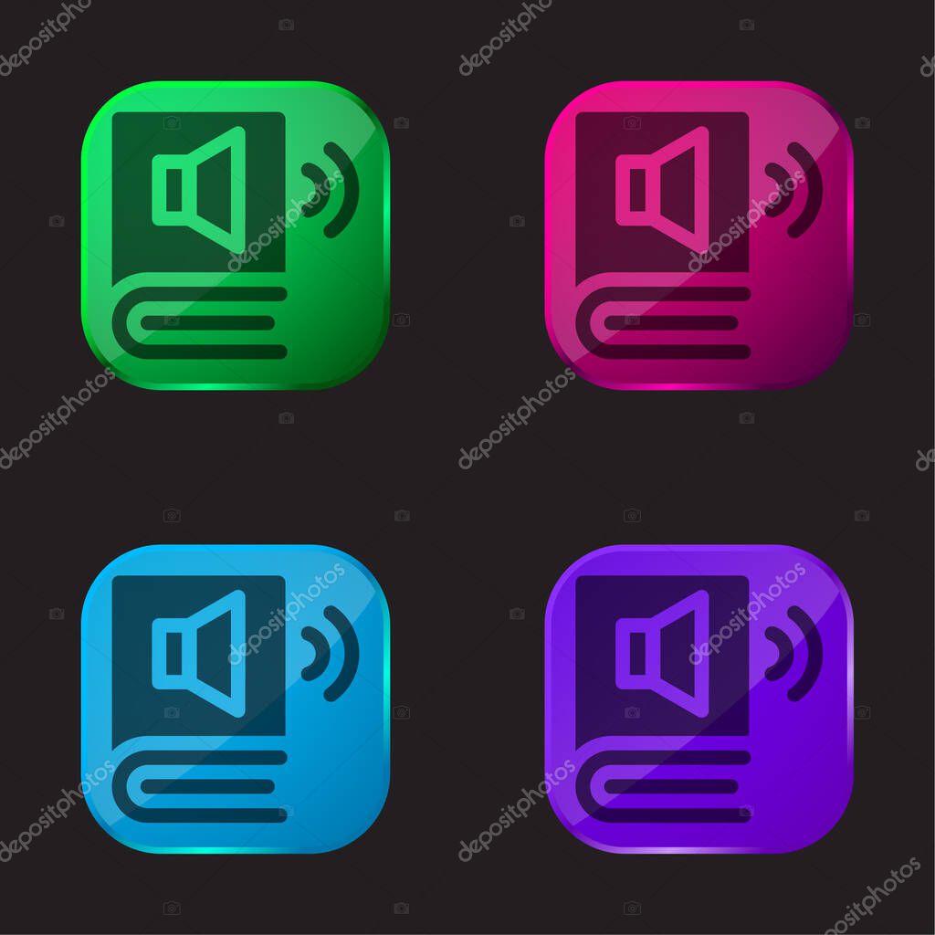 Audio Book four color glass button icon