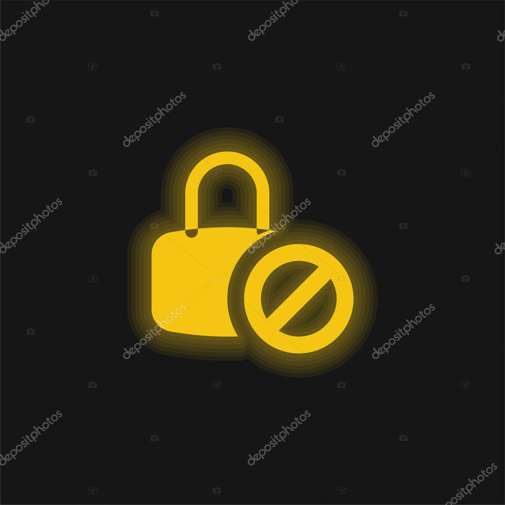 Blocked yellow glowing neon icon