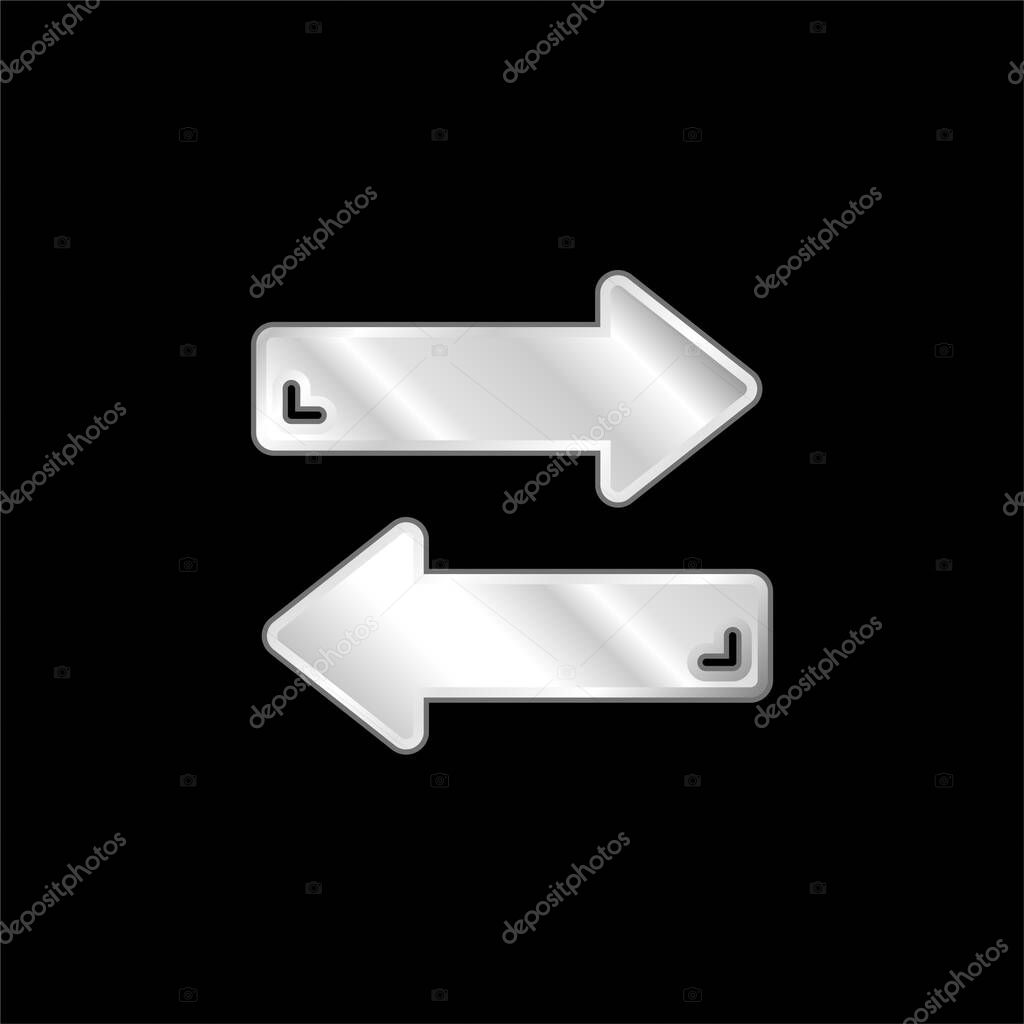 Arrows silver plated metallic icon