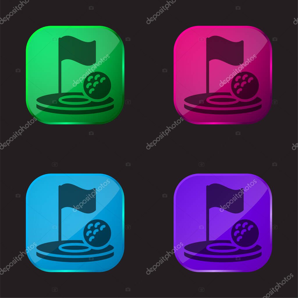 Birdie four color glass button icon