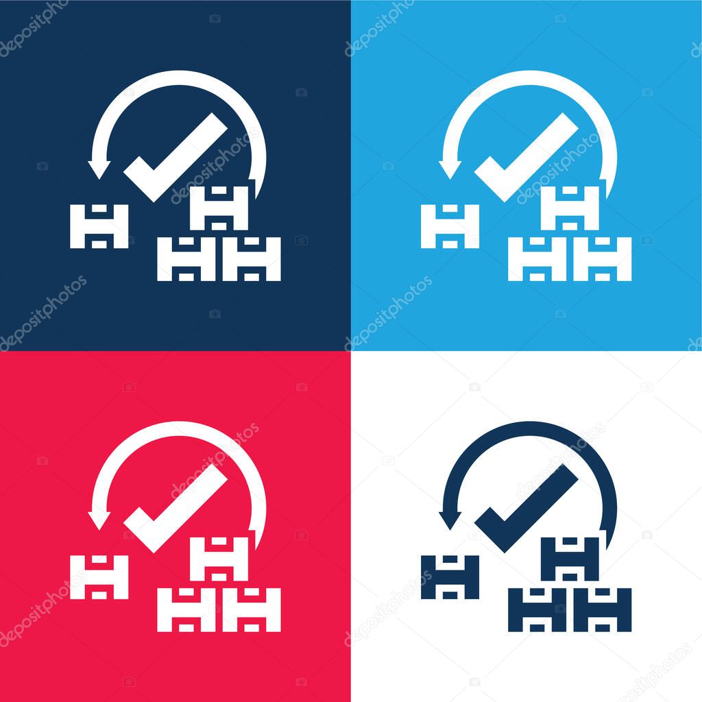 Acceptance blue and red four color minimal icon set