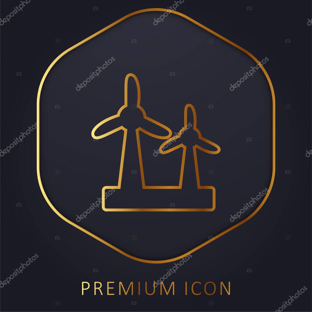 Air Turbine golden line premium logo or icon