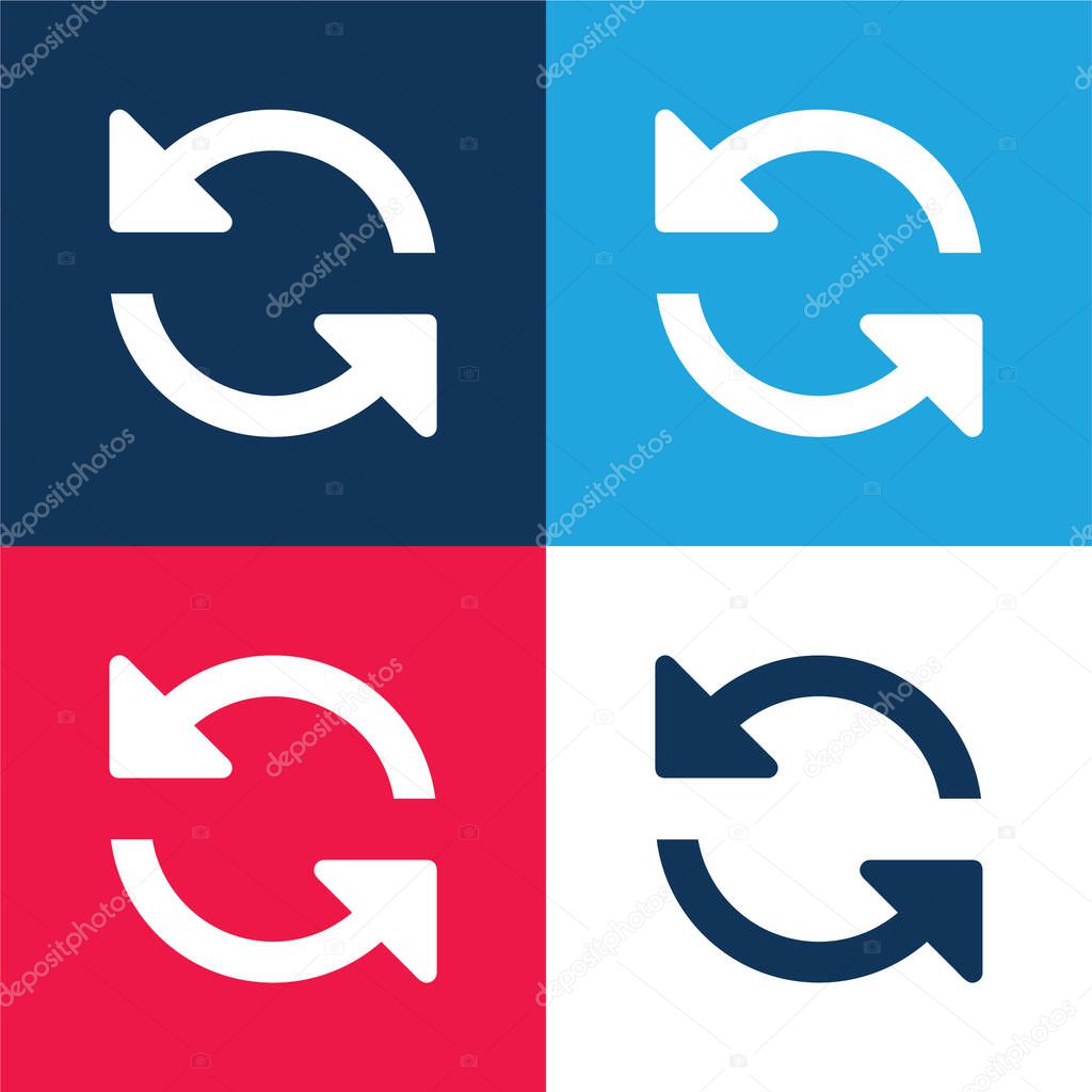 Arrows Couple Counterclockwise Rotating Symbol blue and red four color minimal icon set