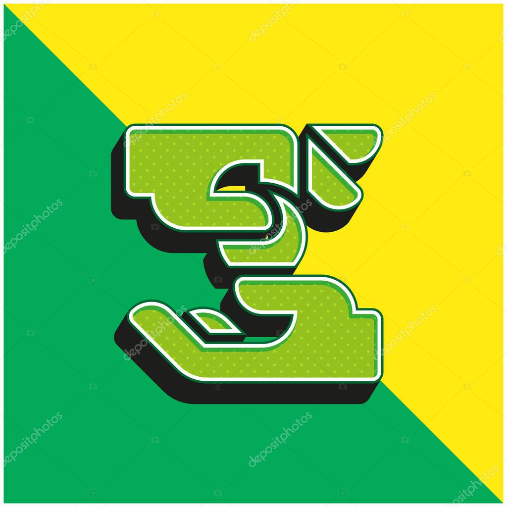 Alms Green and yellow modern 3d vector icon logo