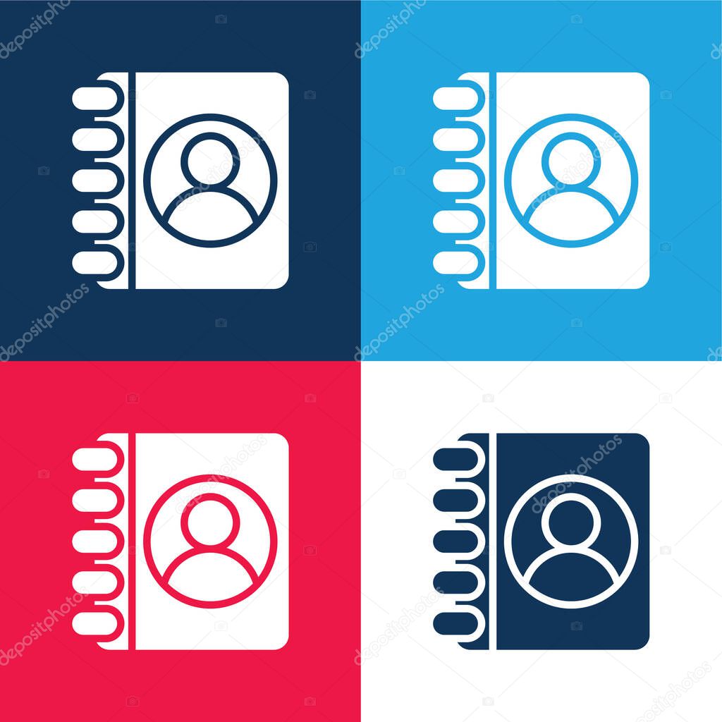 Agenda blue and red four color minimal icon set