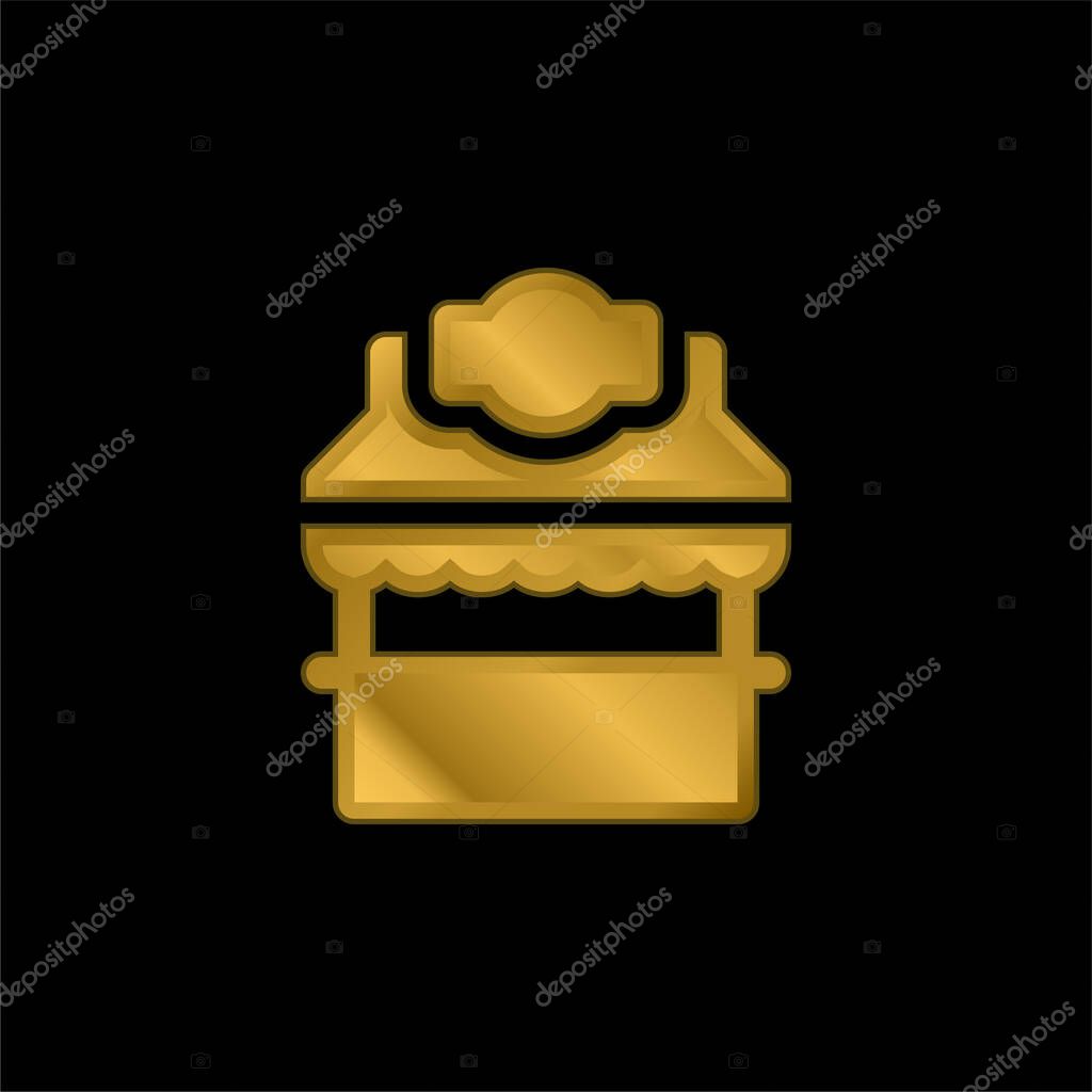Booth gold plated metalic icon or logo vector