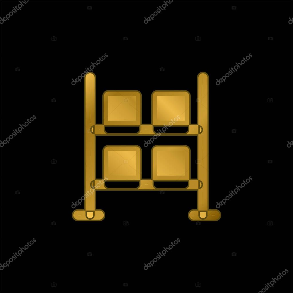 Boxes gold plated metalic icon or logo vector