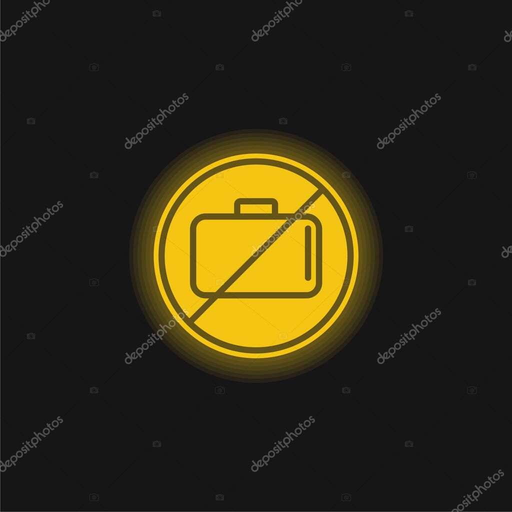 Baggage Ban Signal yellow glowing neon icon