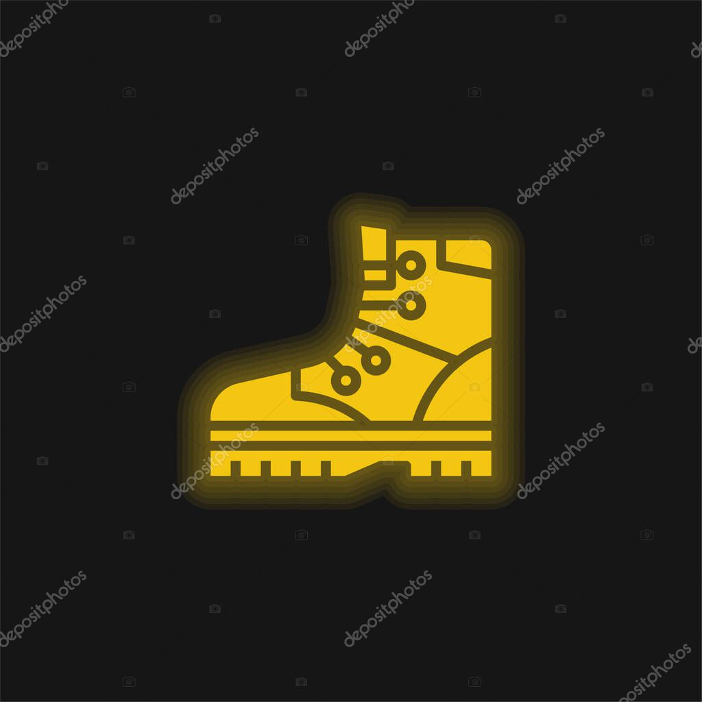 Boots yellow glowing neon icon