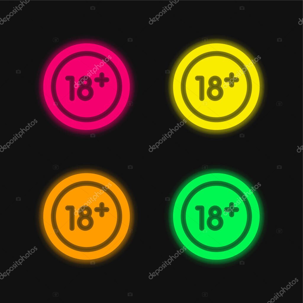 Age Limit four color glowing neon vector icon