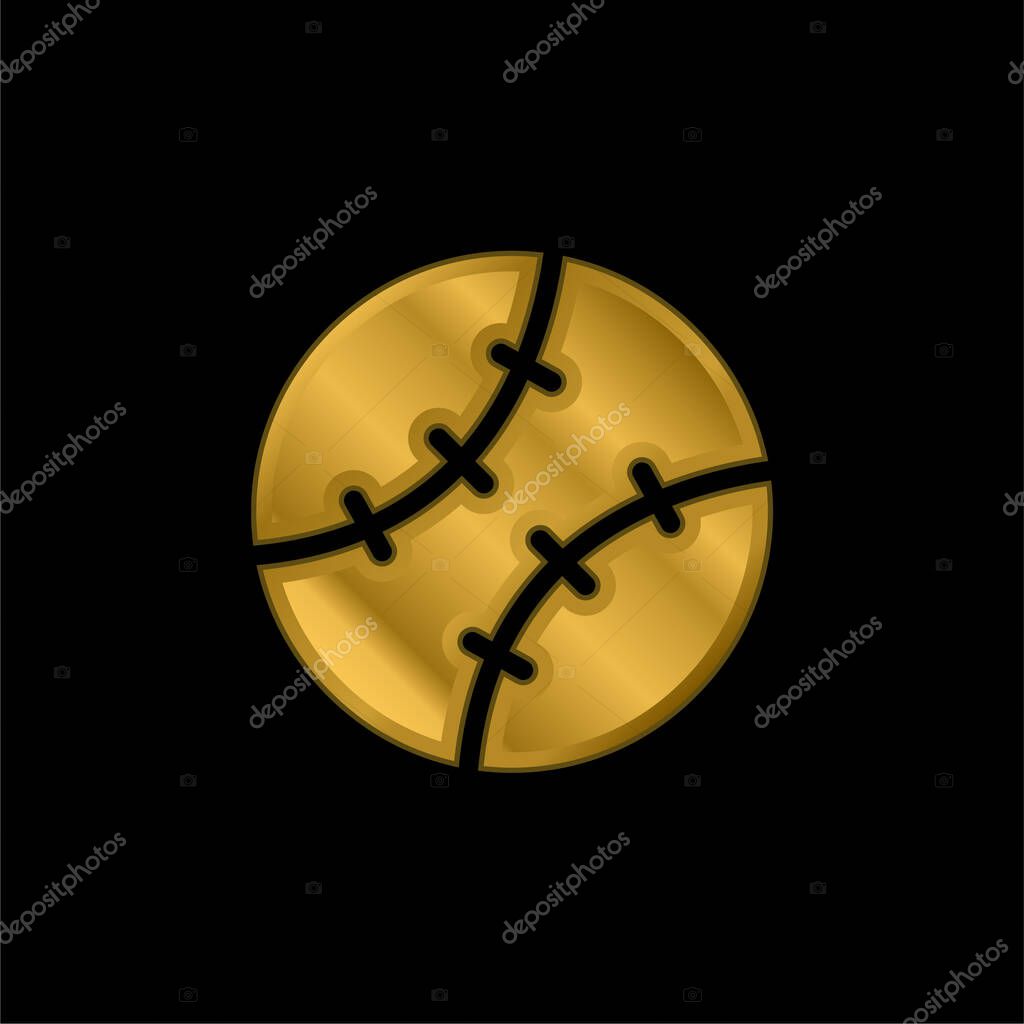 Baseball gold plated metalic icon or logo vector