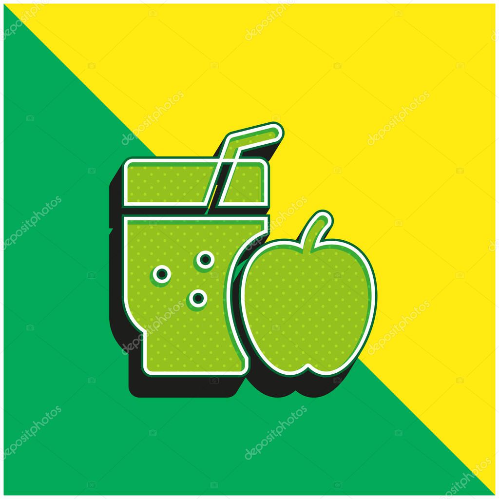 Apple Juice Green and yellow modern 3d vector icon logo
