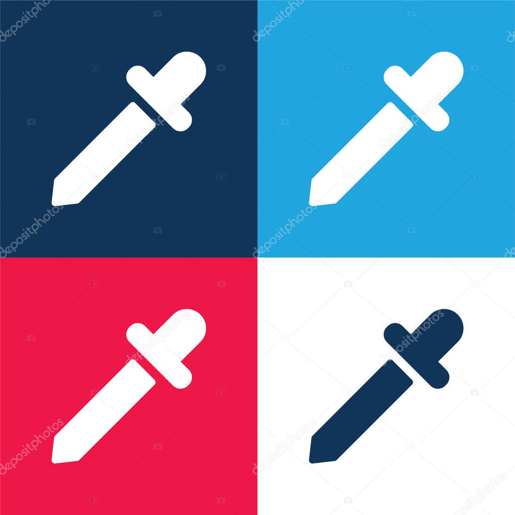 Black Dropper blue and red four color minimal icon set