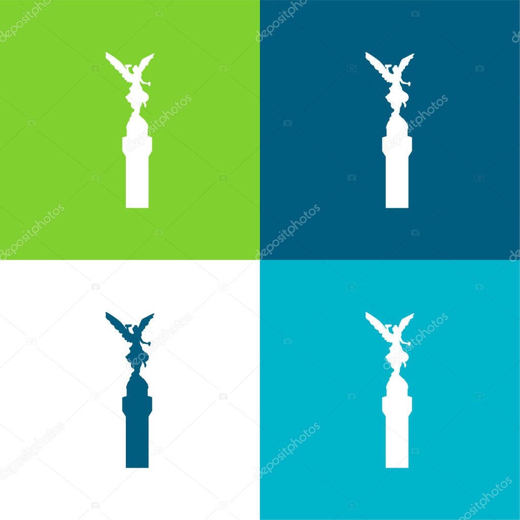 Angel Of Independence Of Mexico Flat four color minimal icon set
