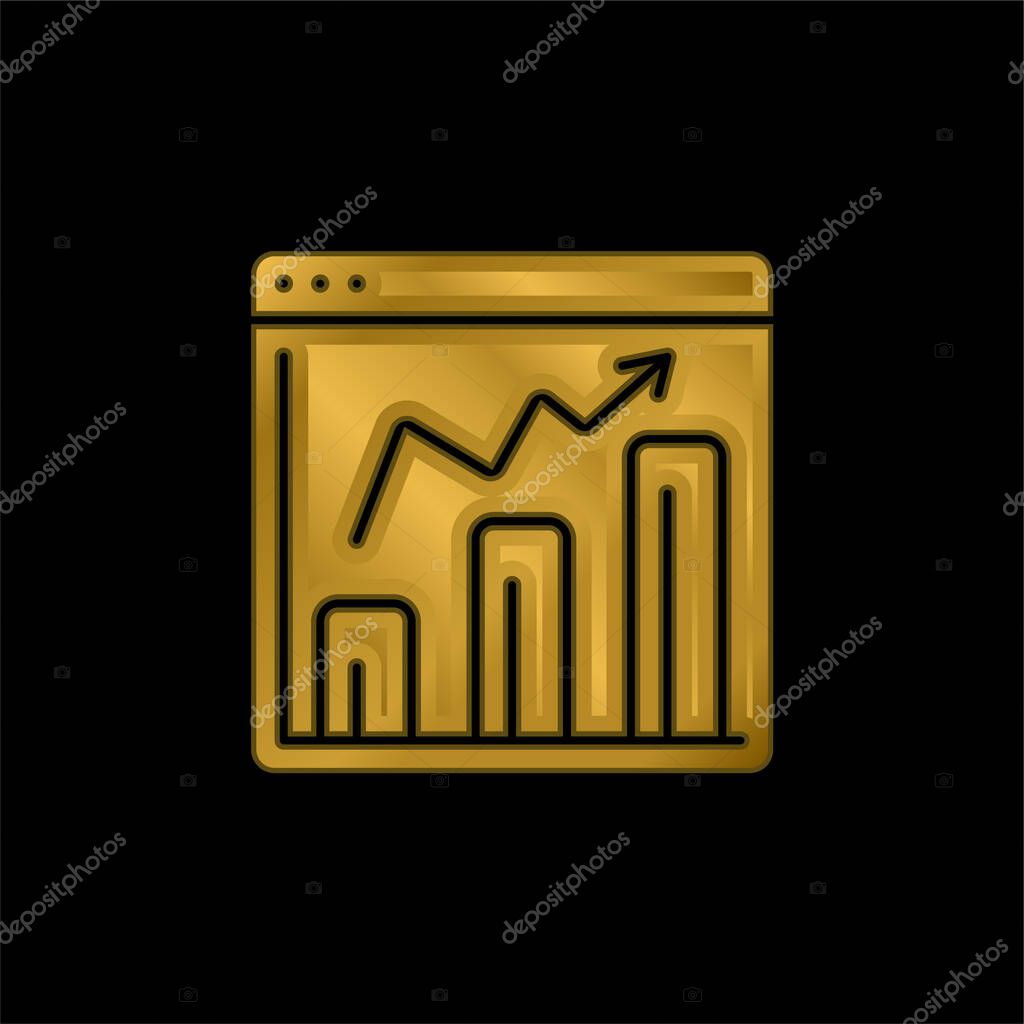 Analytics gold plated metalic icon or logo vector