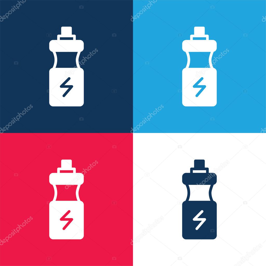 Bottle blue and red four color minimal icon set