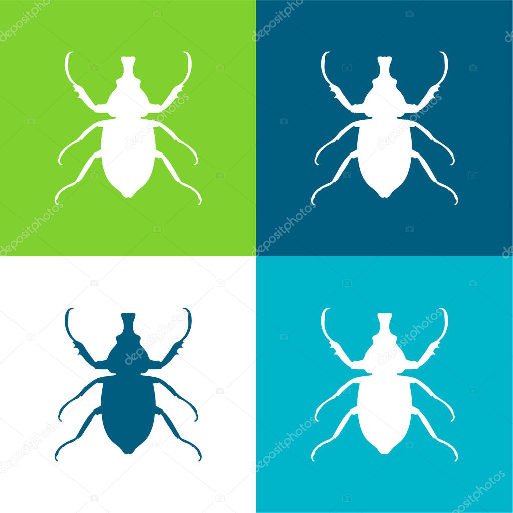 Animal Longhorned Insect Shape Flat four color minimal icon set