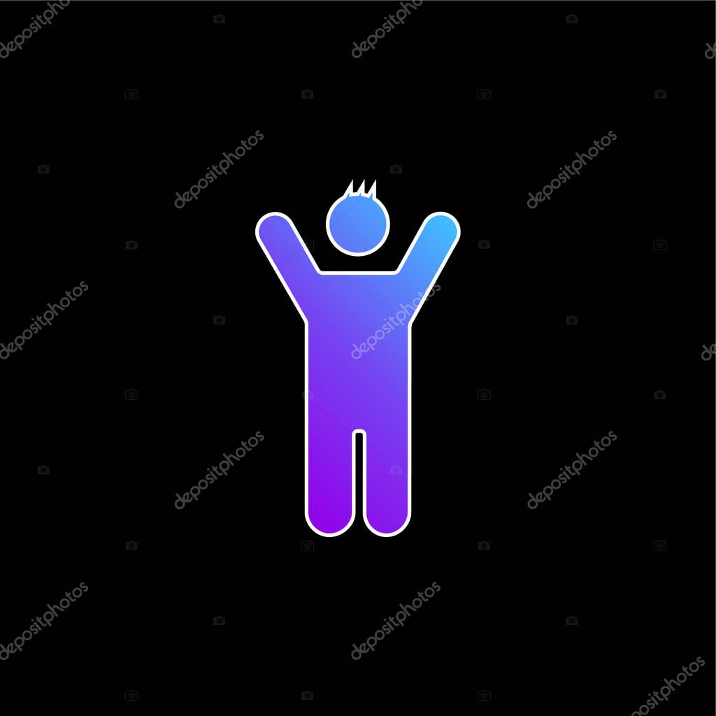 Boy With Rised Arms blue gradient vector icon