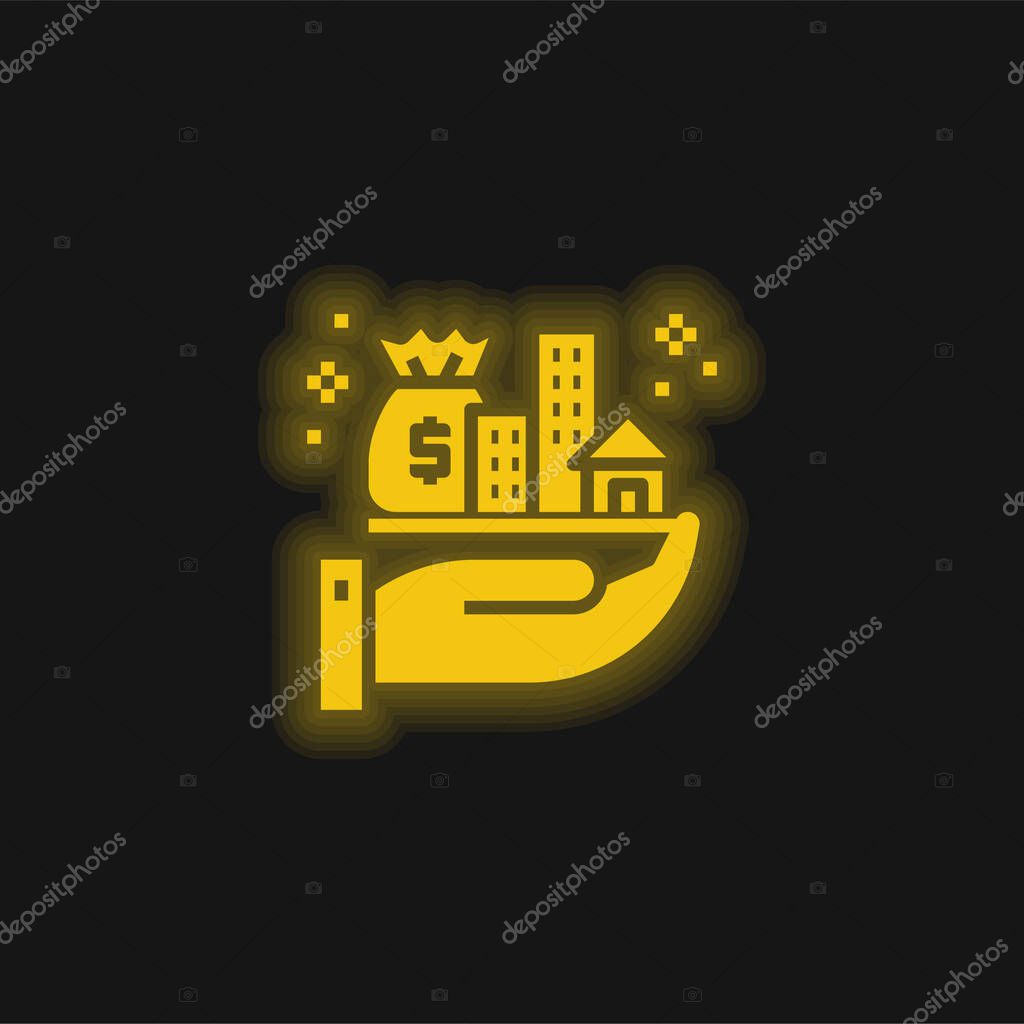 Assets yellow glowing neon icon