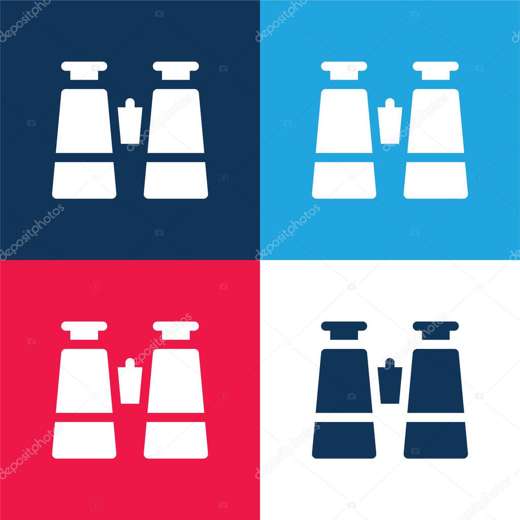 Binoculars blue and red four color minimal icon set