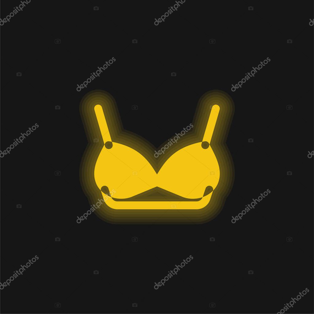 Bra yellow glowing neon icon