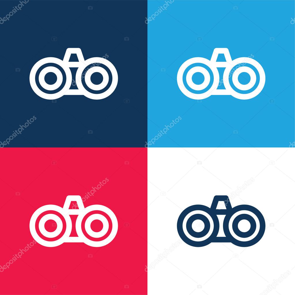 Binoculars blue and red four color minimal icon set