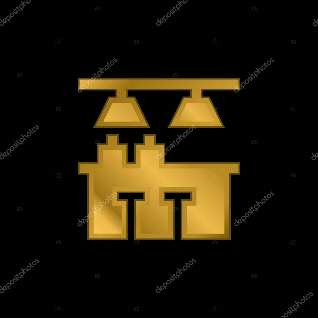 Bar gold plated metalic icon or logo vector