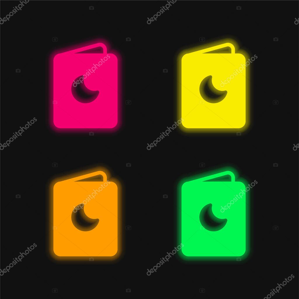 Baby Book four color glowing neon vector icon