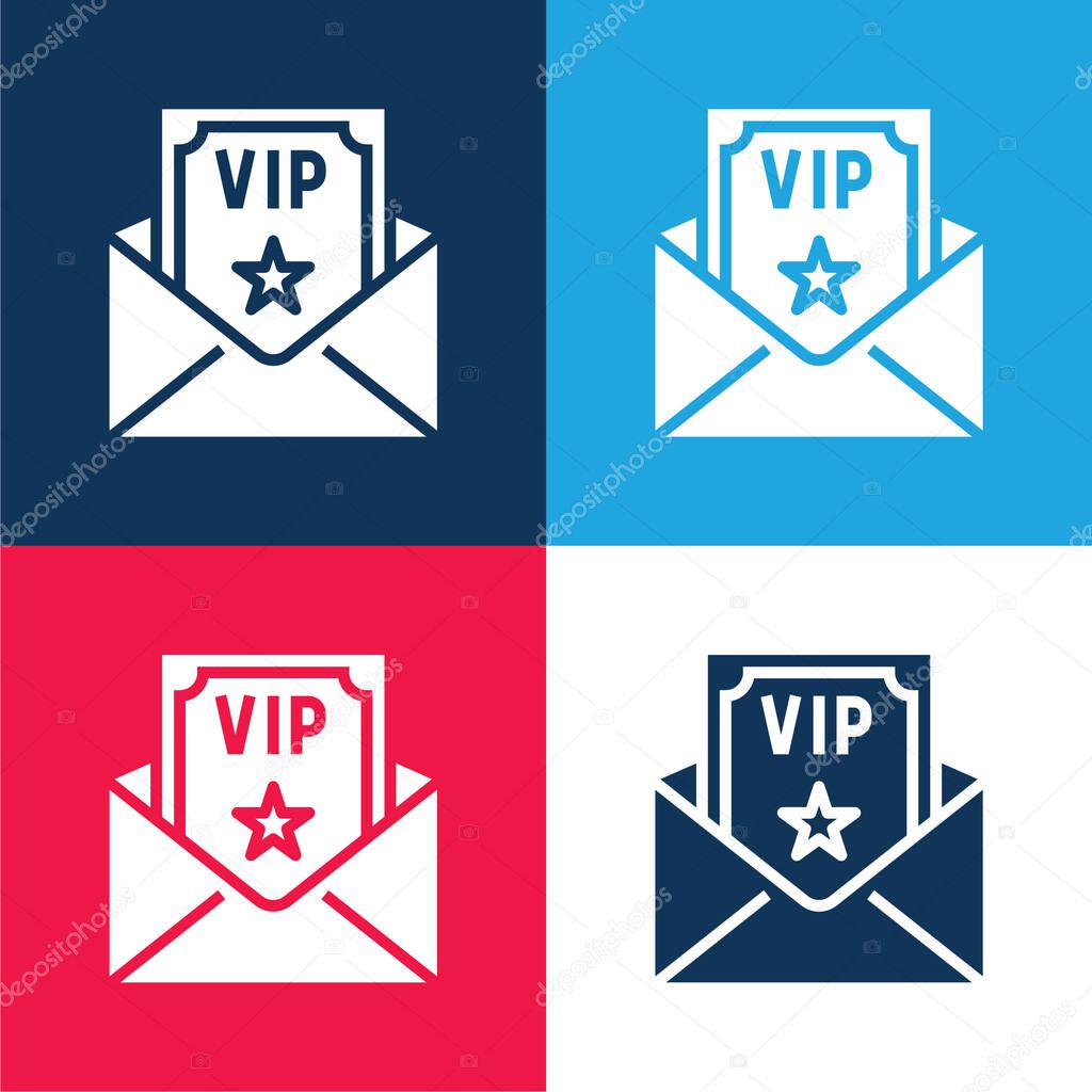 Birthday And Party blue and red four color minimal icon set