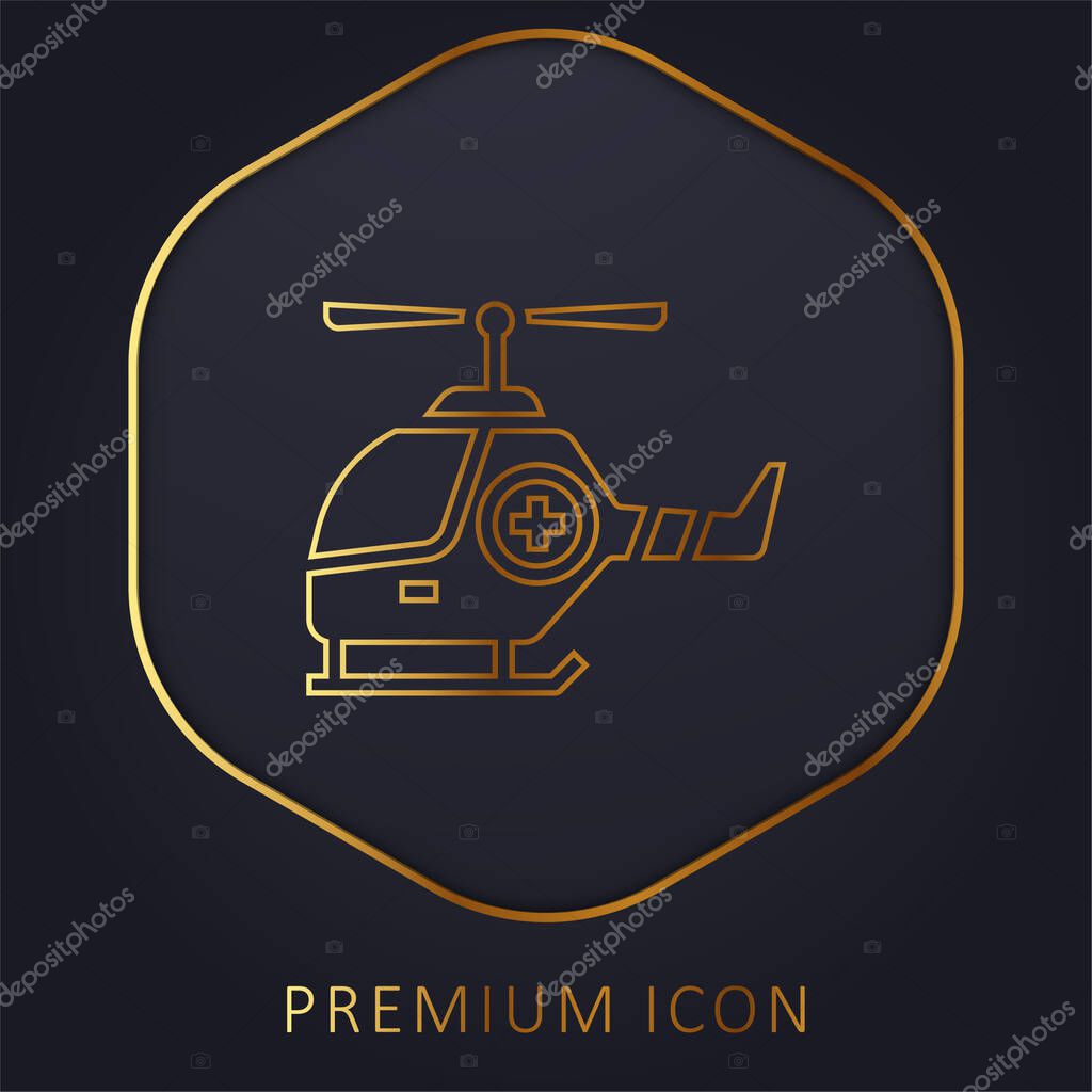 Air Ambulance golden line premium logo or icon