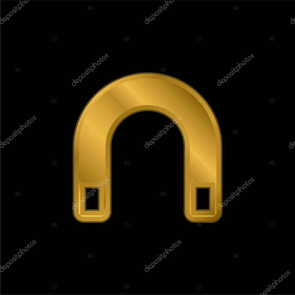 Big Magnet gold plated metalic icon or logo vector
