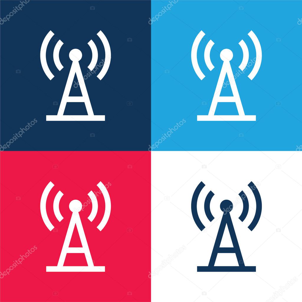Antenna blue and red four color minimal icon set
