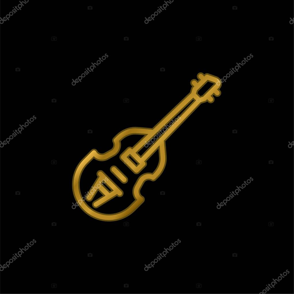 Bass gold plated metalic icon or logo vector