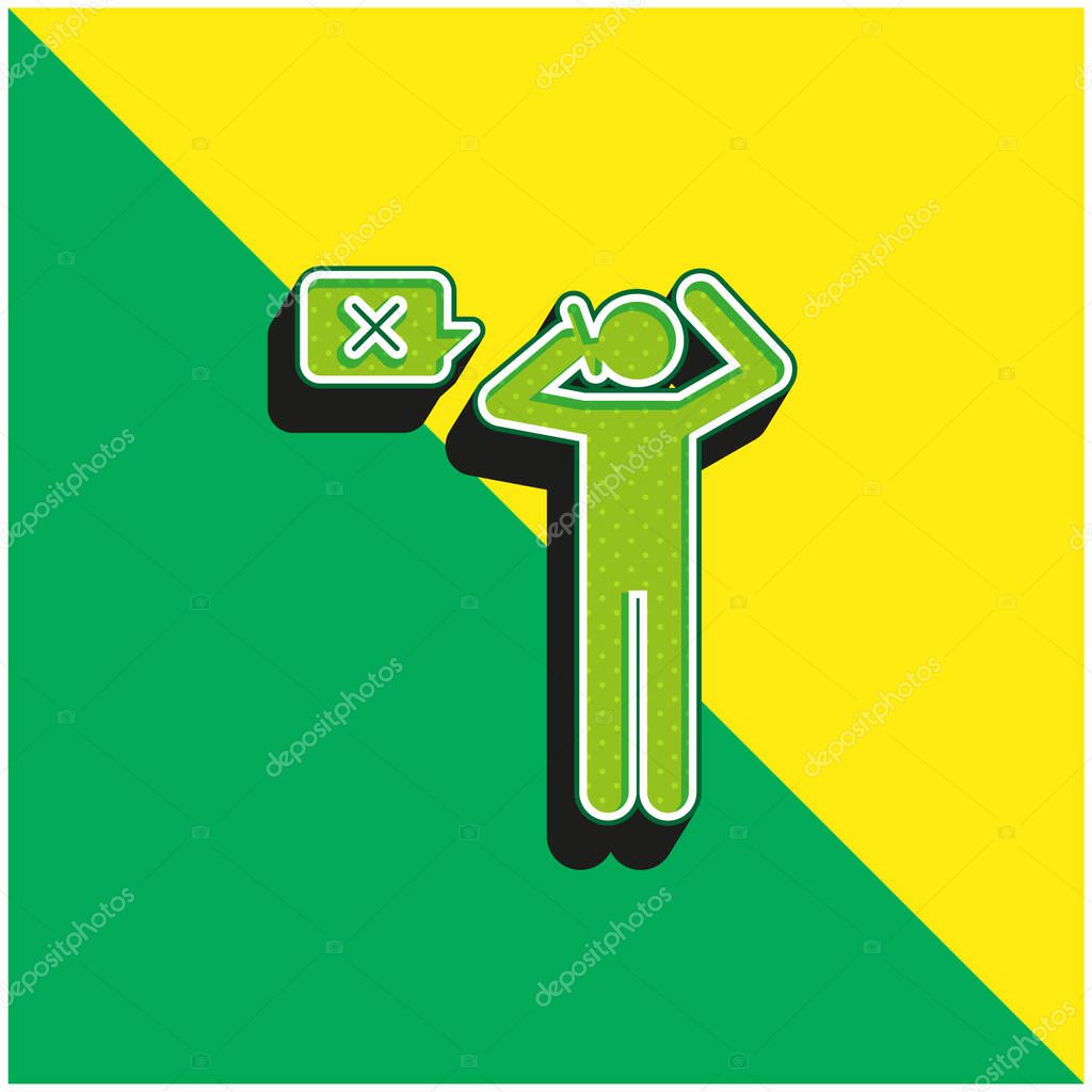 Bad Review Green and yellow modern 3d vector icon logo