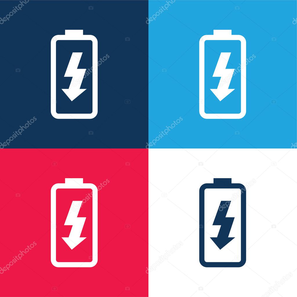 Battery Charge blue and red four color minimal icon set