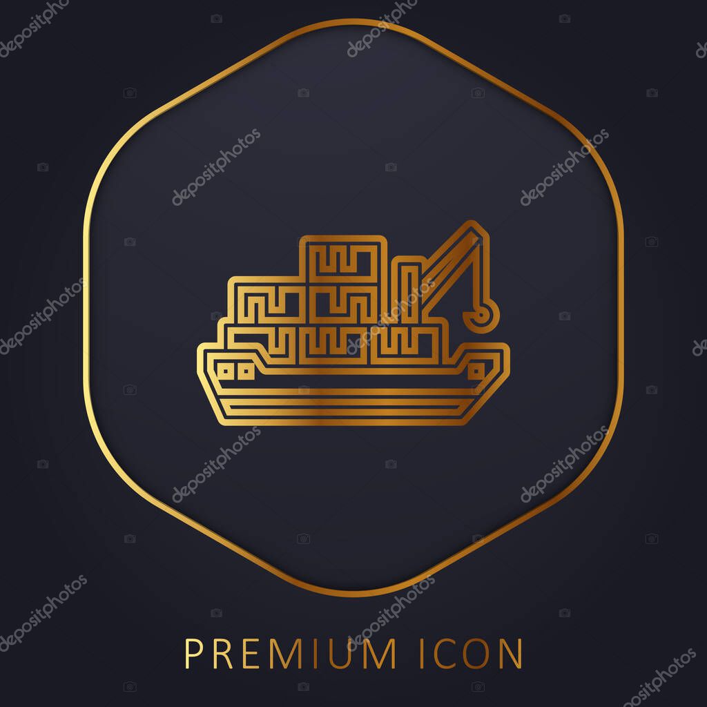 Barge golden line premium logo or icon