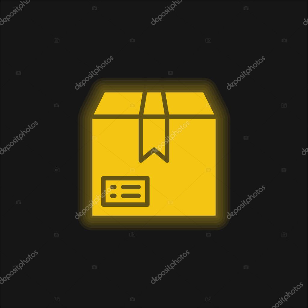 Box yellow glowing neon icon