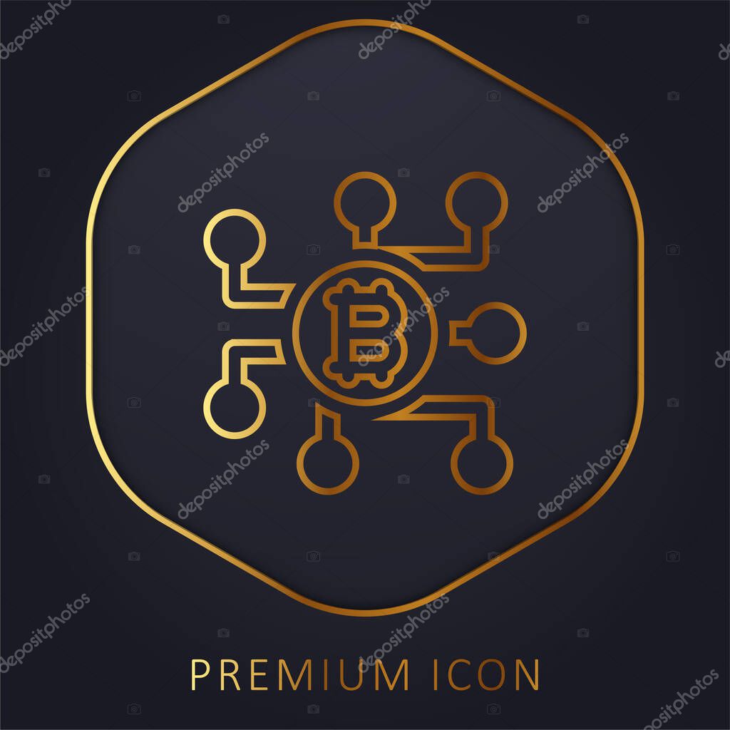Bitcoin golden line premium logo or icon