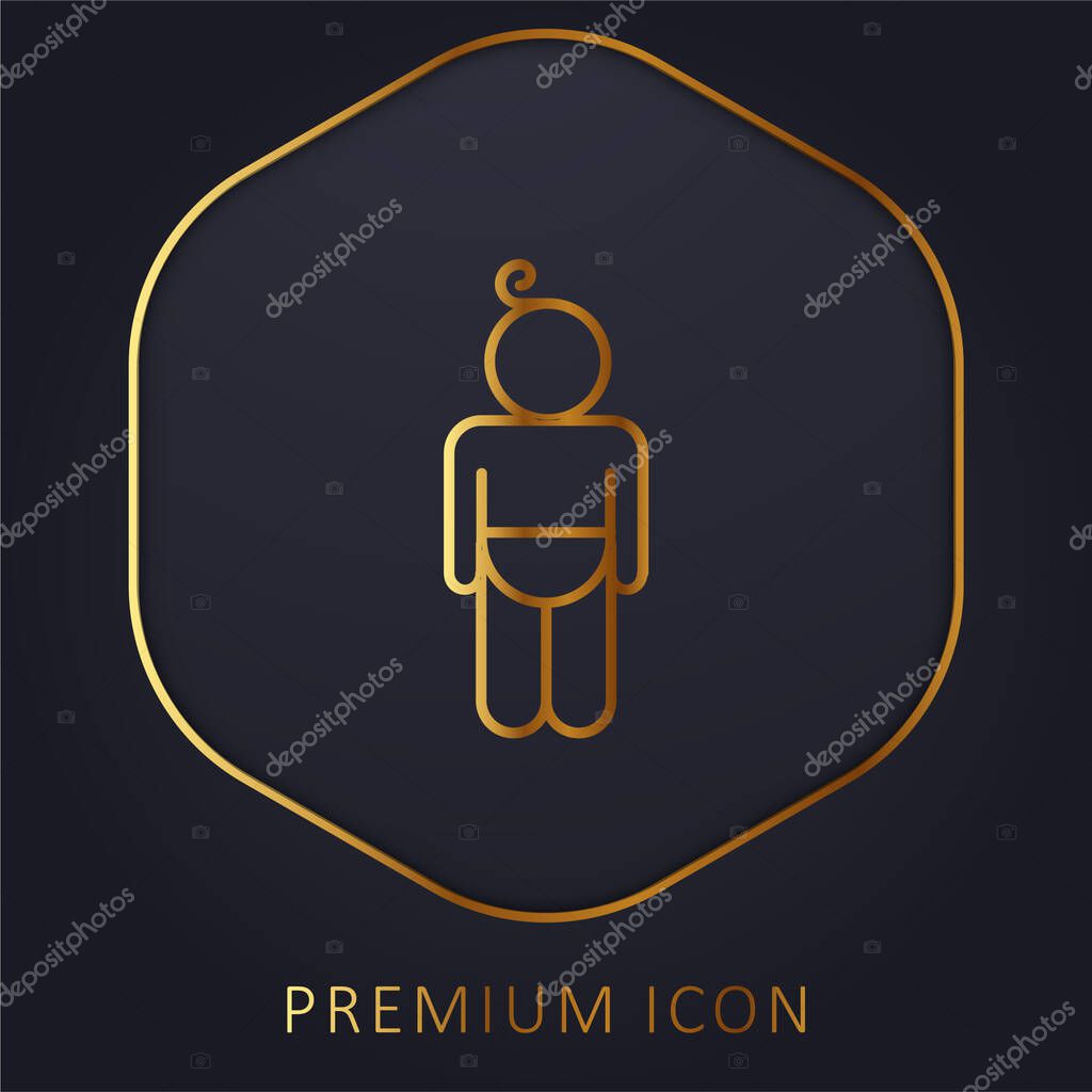 Baby Wearing Diaper Outline golden line premium logo or icon