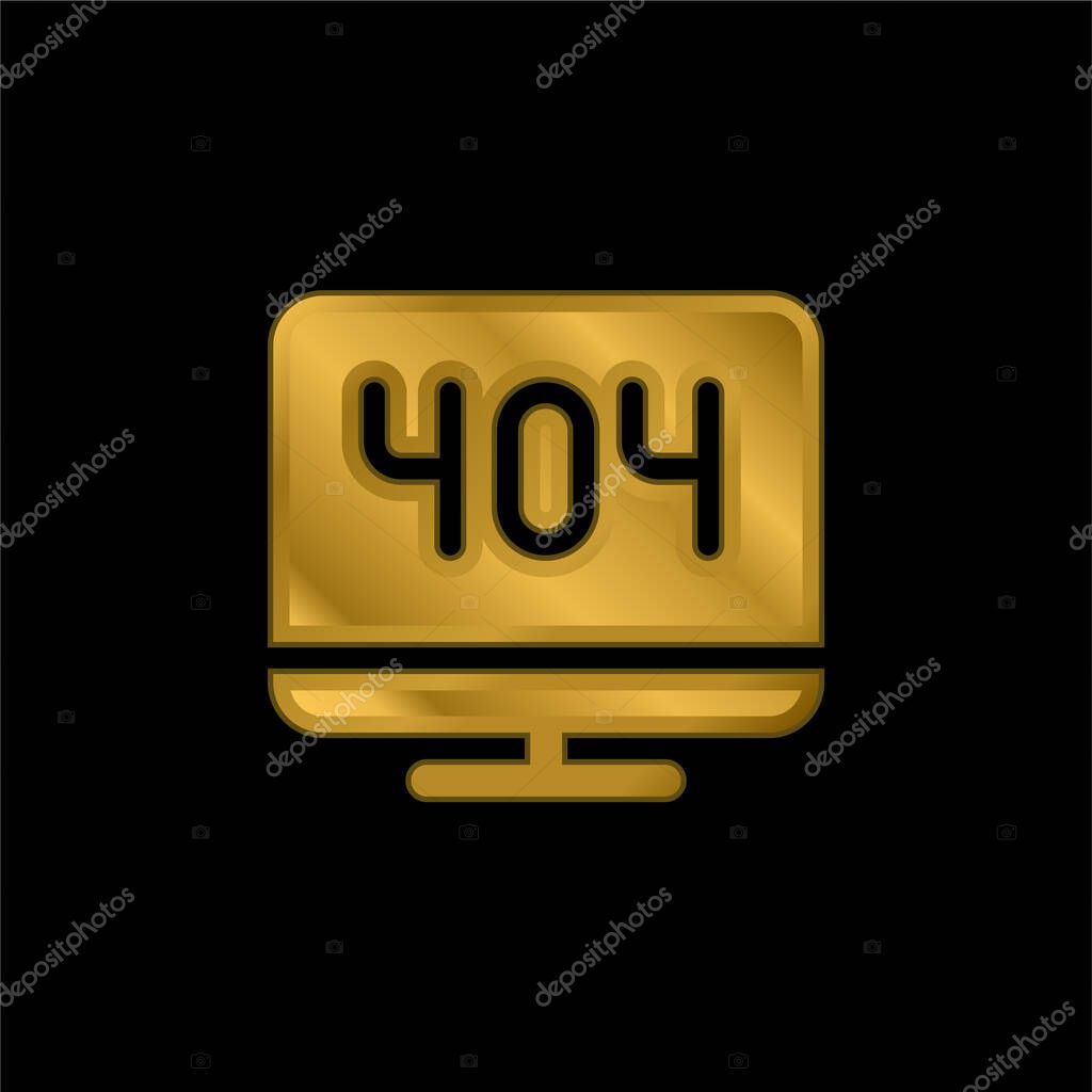 404 Error gold plated metalic icon or logo vector