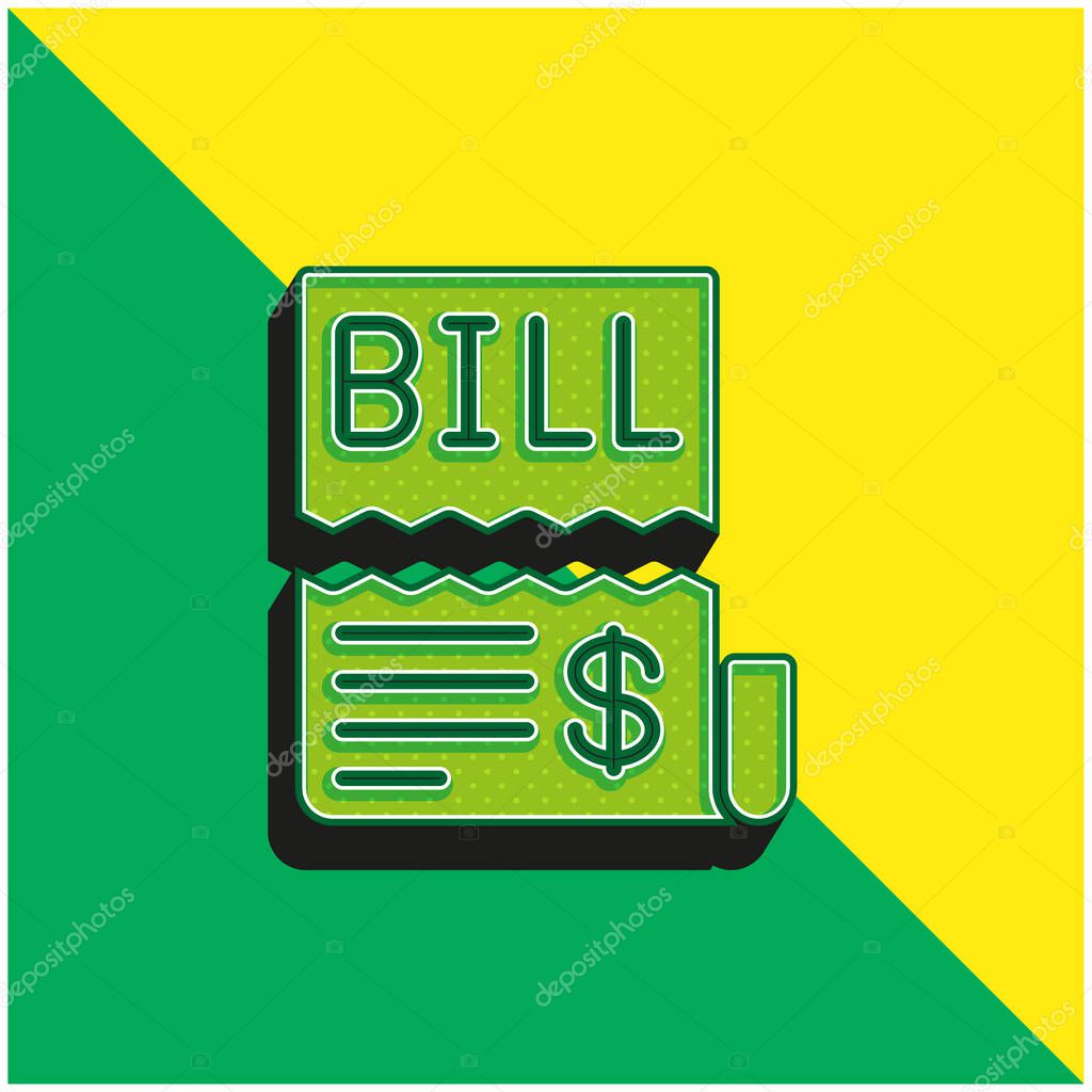 Bill Green and yellow modern 3d vector icon logo