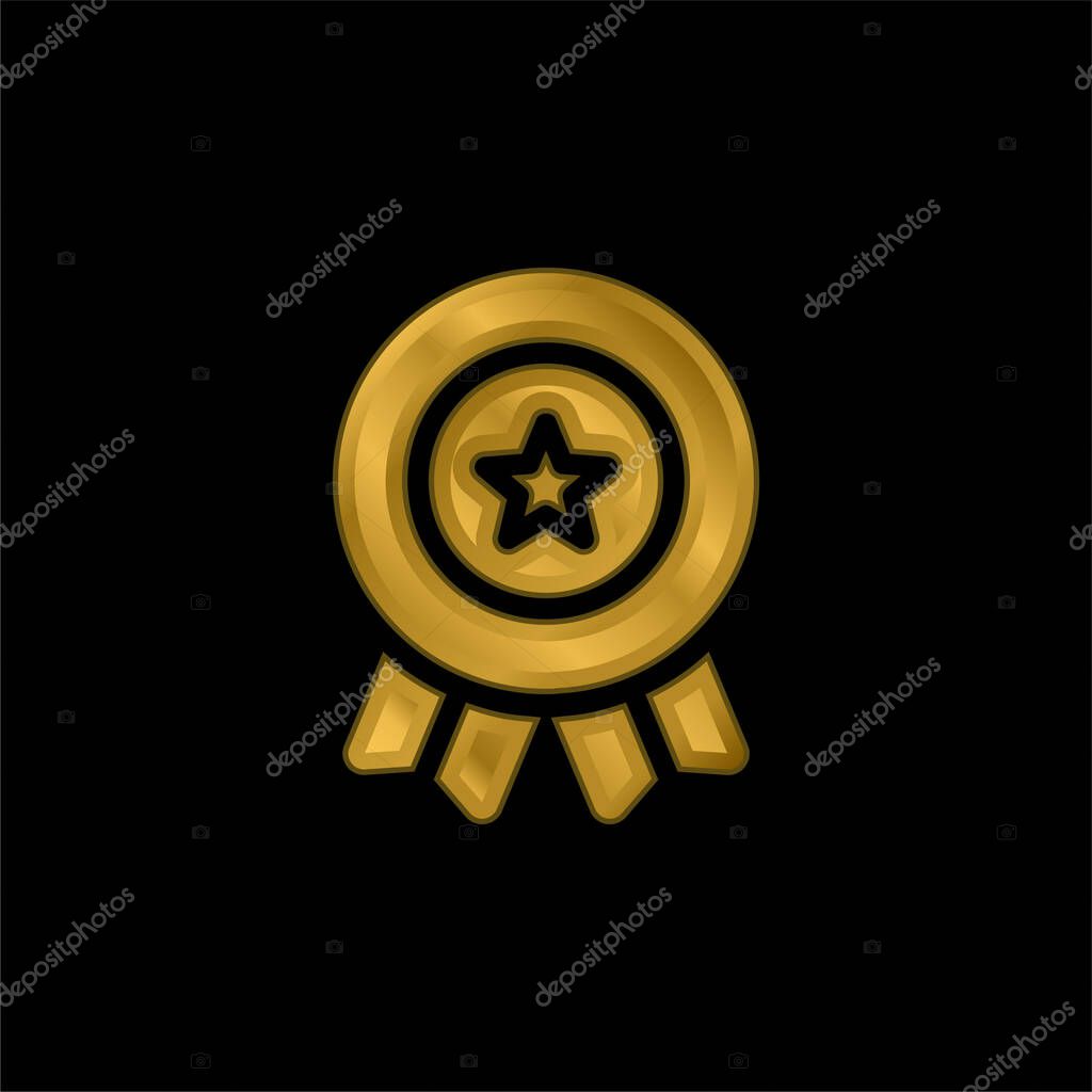 American gold plated metalic icon or logo vector