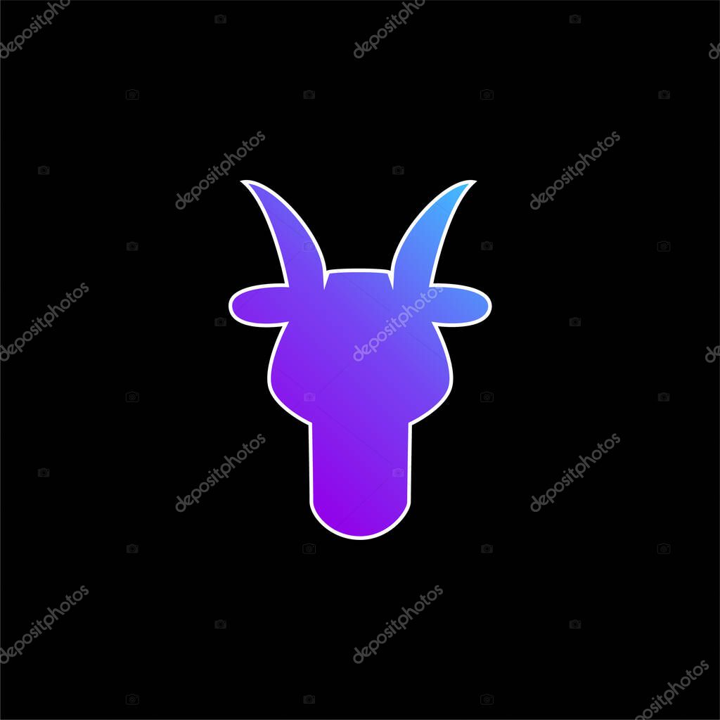 Aries Bull Head Front Shape Symbol blue gradient vector icon