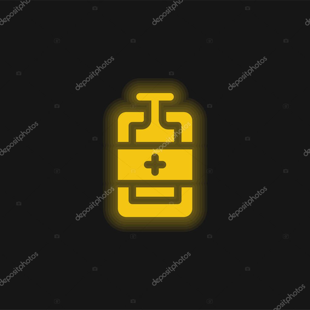 Blood Bag yellow glowing neon icon