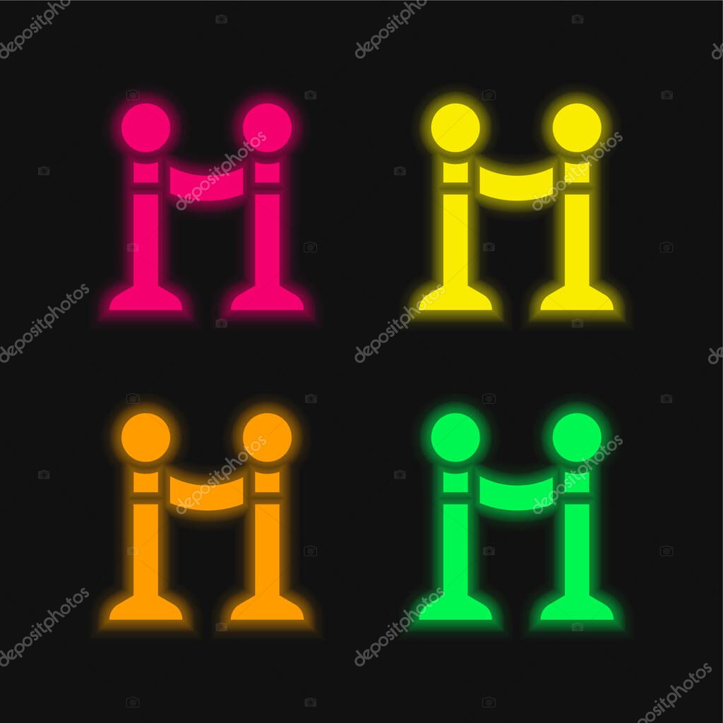 Barrier four color glowing neon vector icon