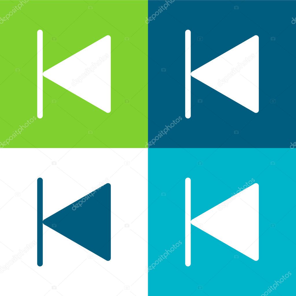Backward Flat four color minimal icon set