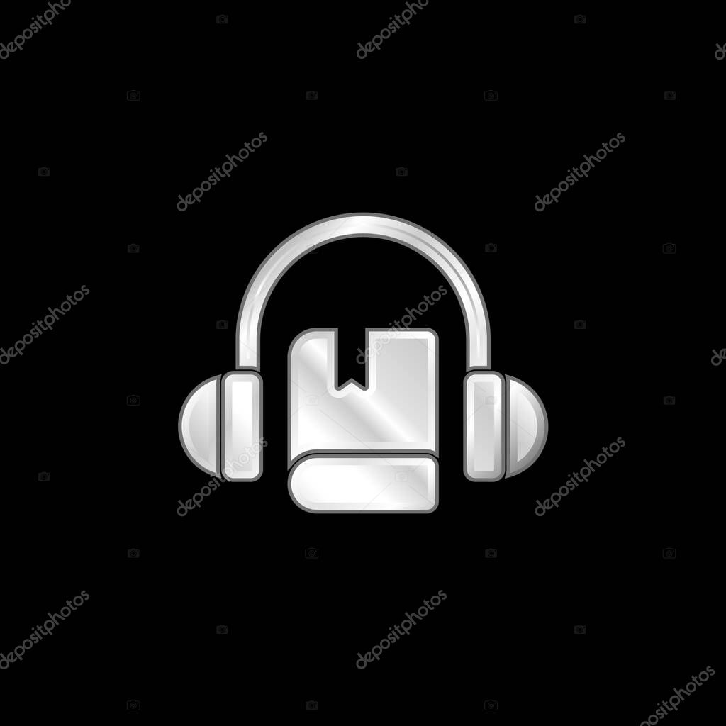 Audio Book silver plated metallic icon